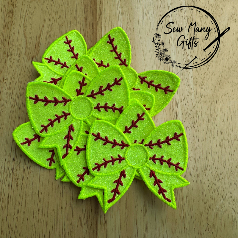 Small Bow Patch Baseball Softball
