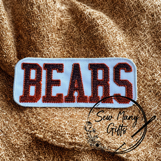 Bears Orange Blue Football Patch Iron On Ombre Font