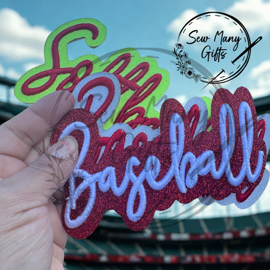 Baseball or Softball Glitter Patch Puff Embroidery